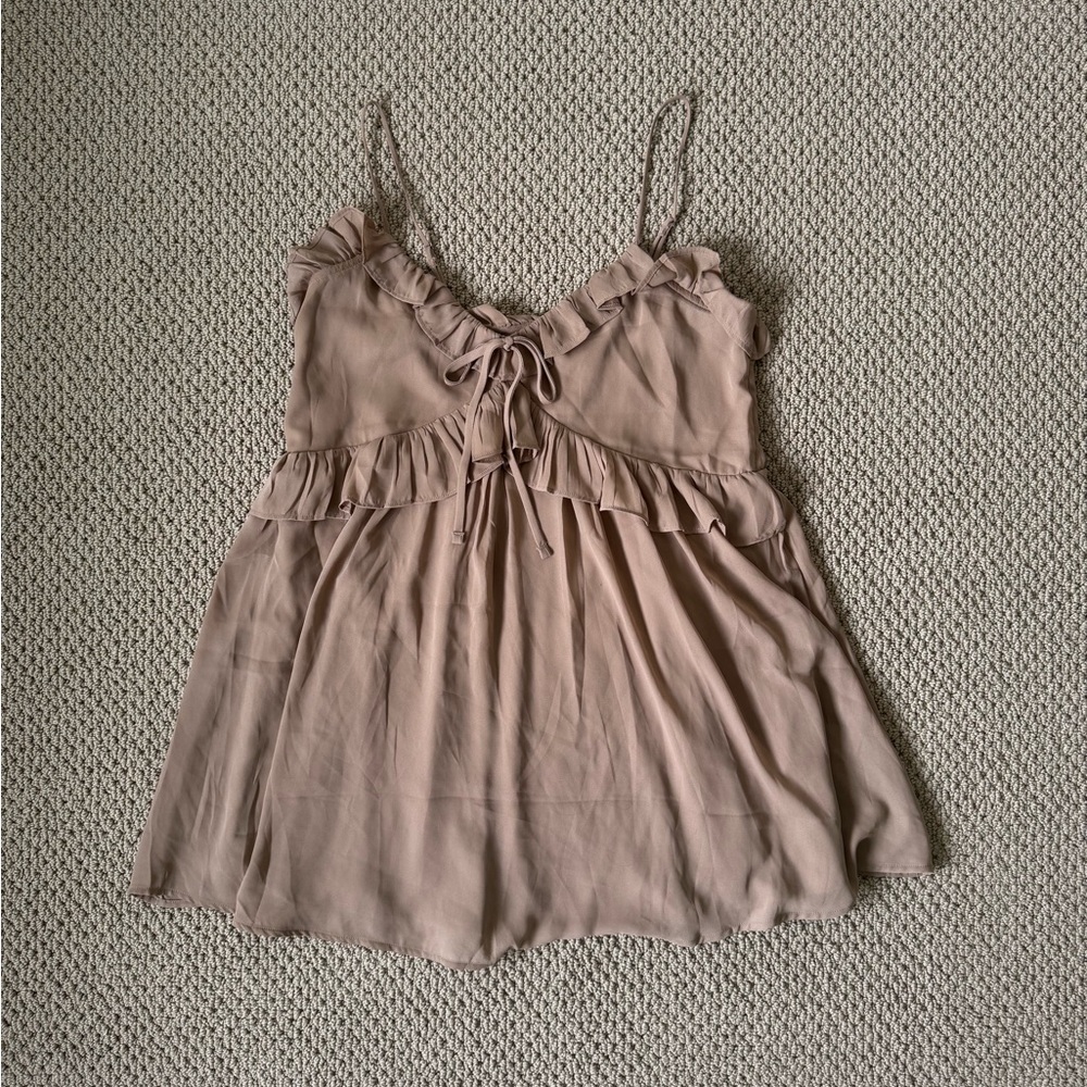 Abercrombie & Fitch Tan Ruffle Mini Dress